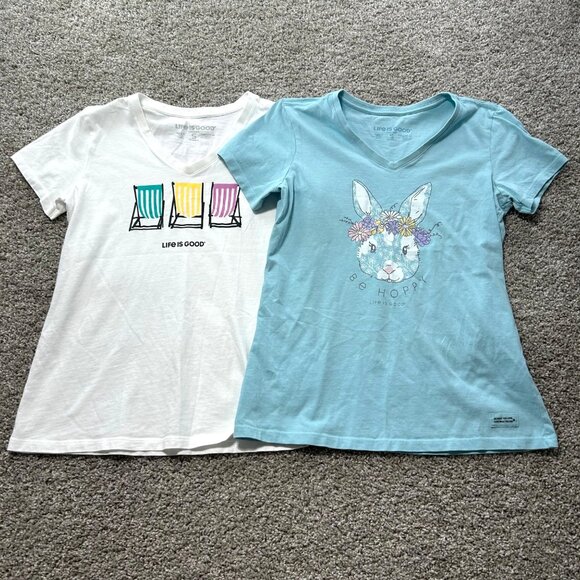 Life Is Good Womens  T-Shirts Bundle Of 4 Small V-Neck Casual Tops - Picture 3 of 7